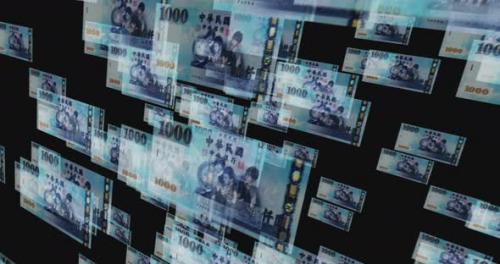 Videohive - Taiwan Dollar 1000 banknote – flying between transparent money - 41923894 - 41923894