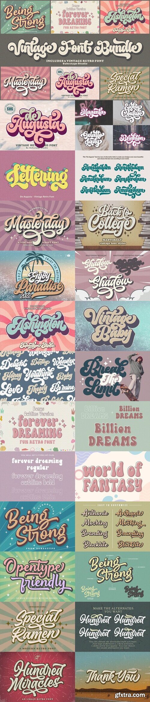 Creativemarket - Vintage Retro Font Bundle 10895611