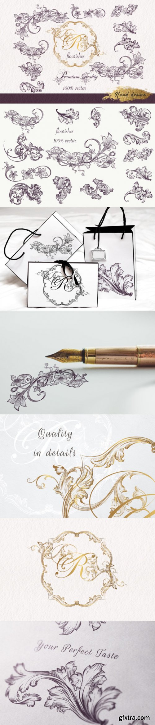  Premium Flourishes, Vector Clip Art Set