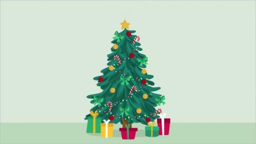 Videohive - Christmas Tree And Merry Christmas Animaton 4K - 41954431 - 41954431