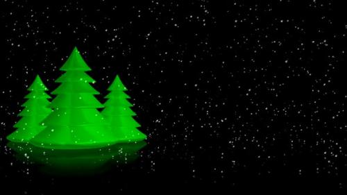 Videohive - Dark Background with Falling Snow and Christmas Trees. 3D Render - 41955114 - 41955114