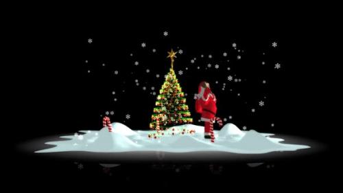 Videohive - Rotating Scene with Santa Claus, Falling Snow and Christmas Tree, Alpha Channel. 3D Render - 41955116 - 41955116