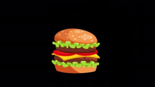 Videohive - Falling Burger Animation Alpha Channel 4K - 41955158 - 41955158