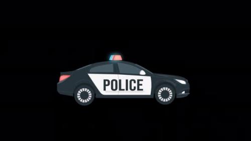 Videohive - Cartoon Police Car Driving Alpha Channel 4K - 41955162 - 41955162