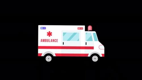 Videohive - Cartoon Ambulance On Alpha Channel 4K - 41955163 - 41955163