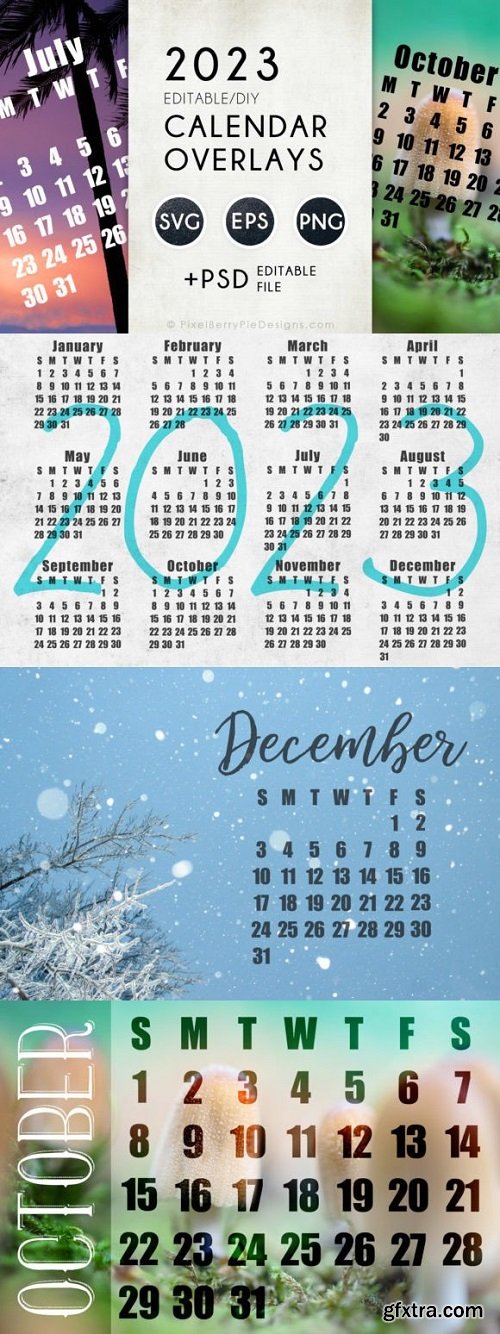 2023 Vector Calendar Overlay Templates