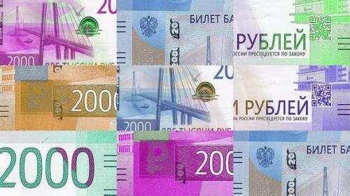 Videohive - Russia Ruble 2000 RUB banknotes abstract color mosaic pattern - 41964572 - 41964572