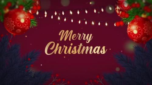 Videohive - Merry Christmas golden text animation with snowing particles. 4K animation V6 - 41982693 - 41982693