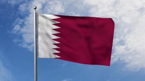 Videohive - Flag of Qatar with Sky Background - 41962317 - 41962317