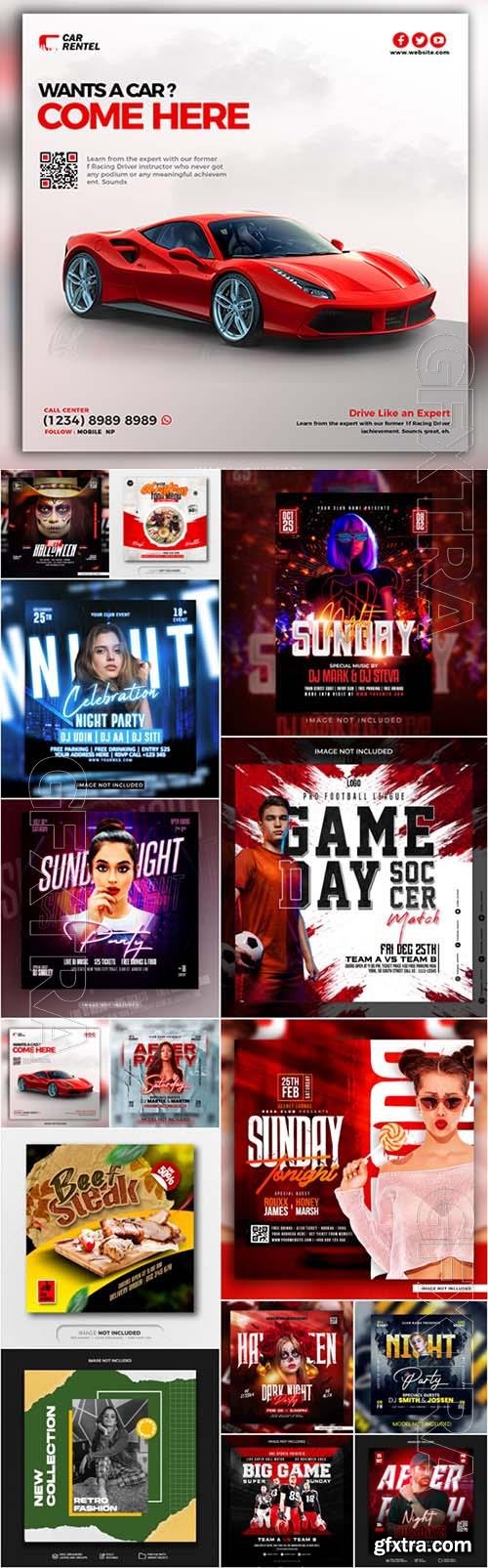 15 Flyer social media post, template banner psd set vol 3