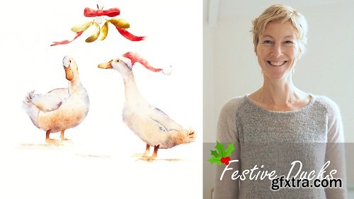 Festive Ducks. A Free-Flow Watercolour Masterclass with Jane Davies