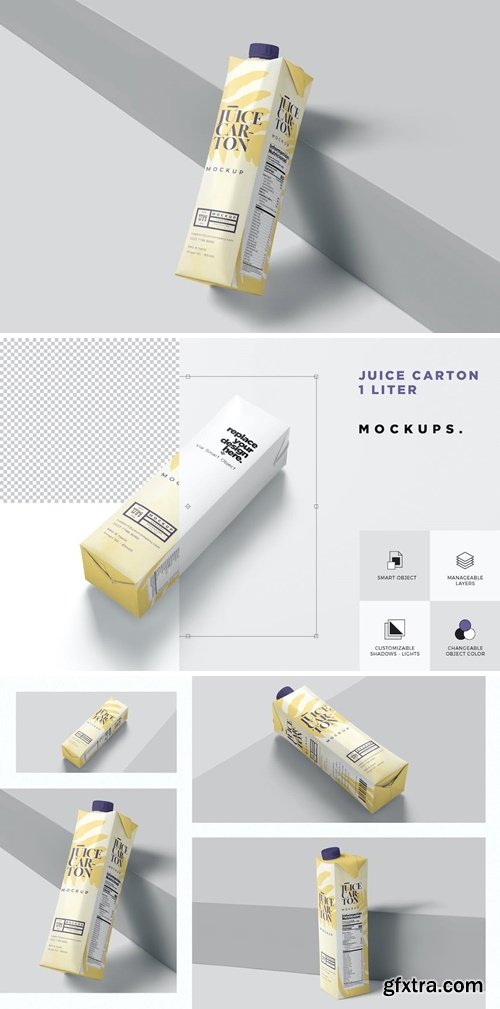 1 Liter Juice Box Mockups U739TVZ