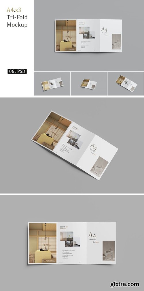 A4 Tri-Fold Brochure Mockup 93LMB9V