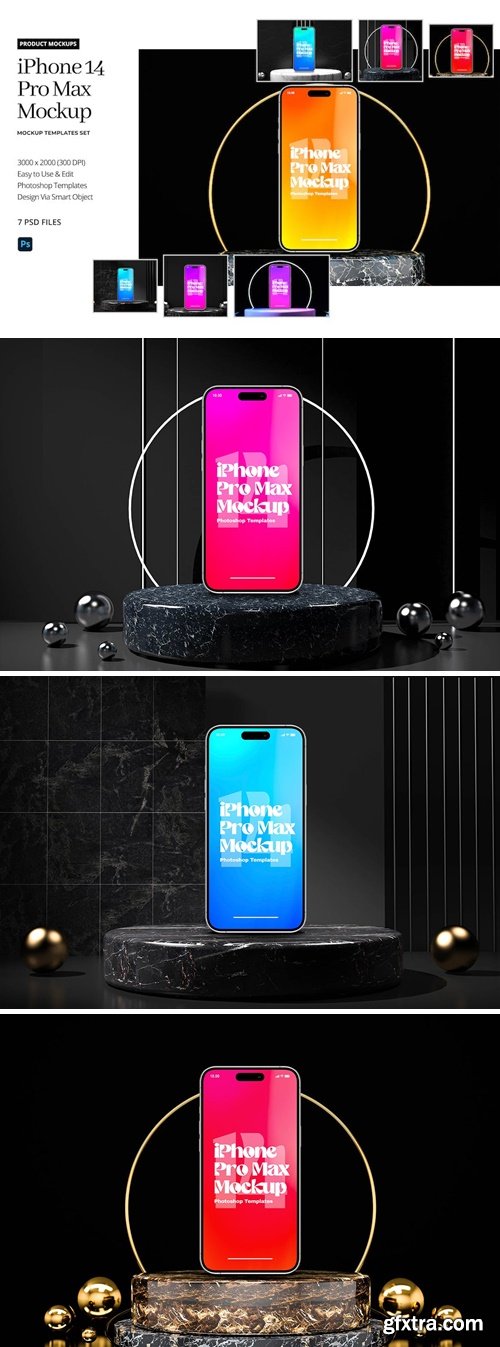 Black iPhone 14 Pro Max Mockups 9DF2VK4