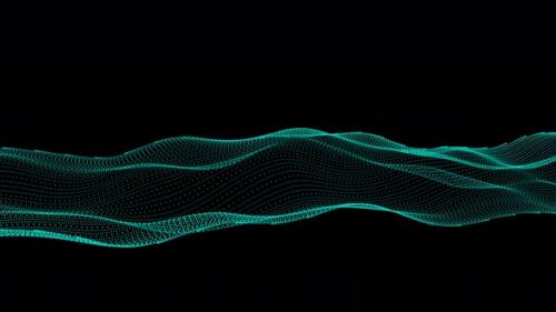 Videohive - Cyan Color Dot Line Wave Animation Black Background - 42008070 - 42008070