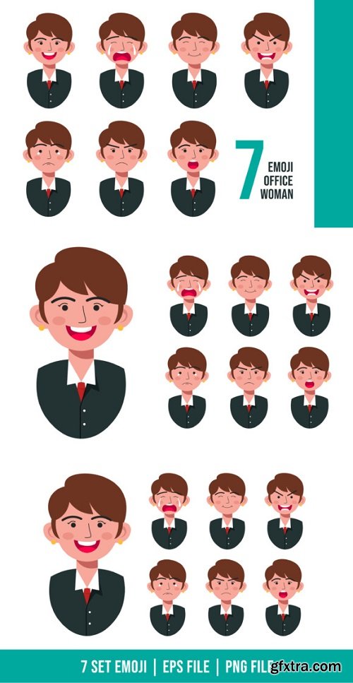 Office Woman Emoji Expression Vector