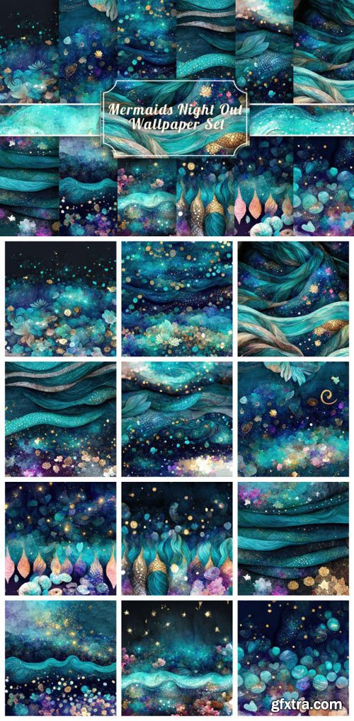 Mermaids Night Out Backgrounds Collection