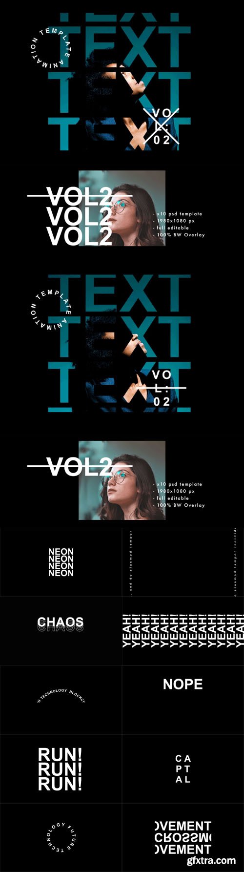 10 Text Animated Templates for Photoshop + Footages