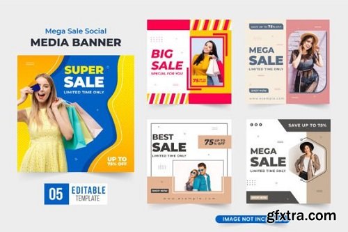 Mega Sale Social Media Template Vector