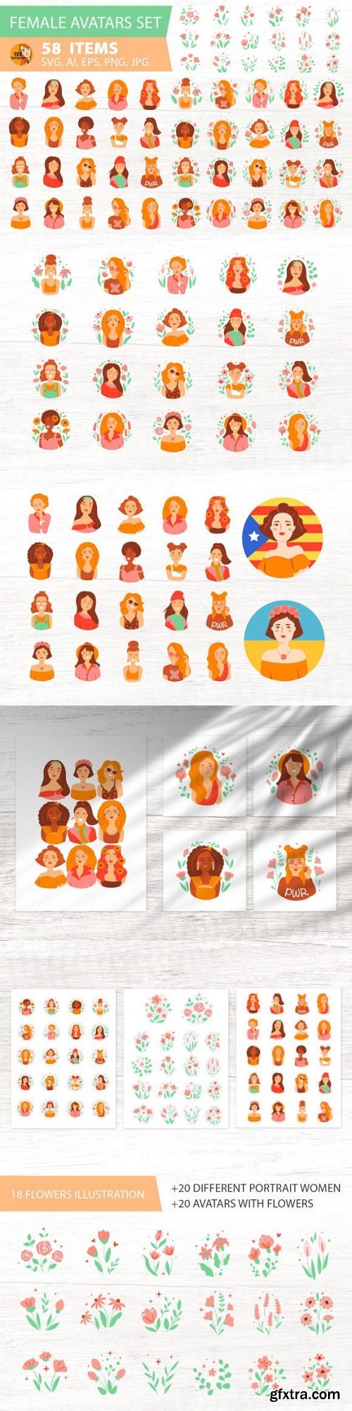 Set of Women Avatars