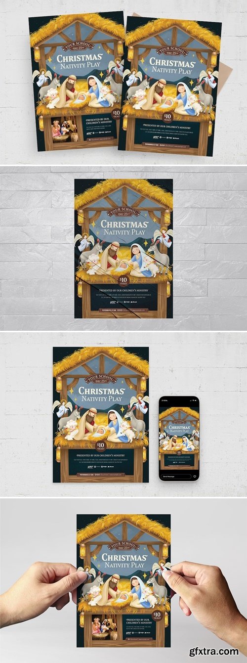 Christmas Nativity Play Flyer Template WGRG3ZK