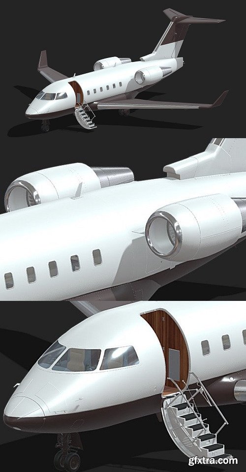 Bombardier Challenger 600 PBR Realistic 3D Model