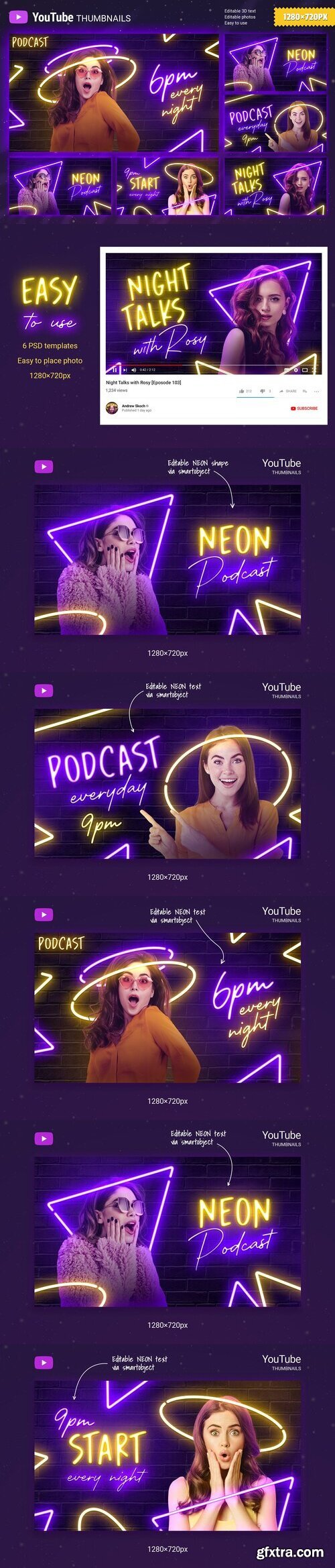 Creativemarket - Neon YouTube Thumbnails 10928202