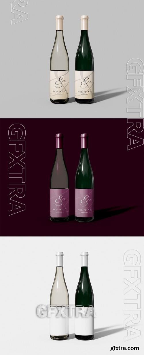 Front View of Two Wine Bottles Mockup 507156760