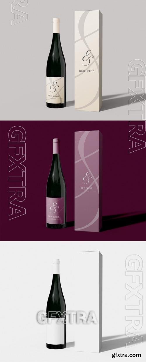 Wine Bottle with Box Mockup 507156754