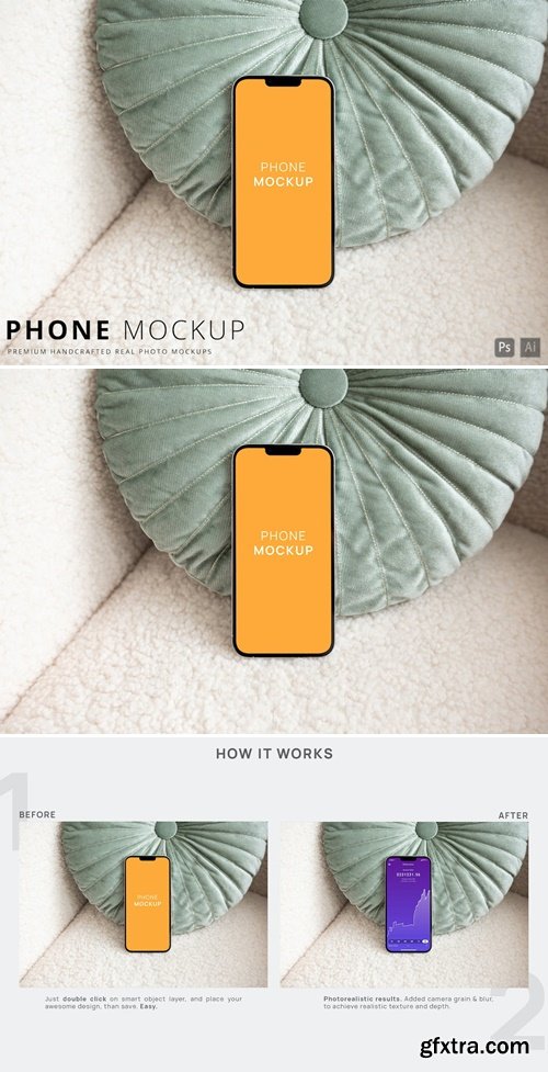 iPhone 13 Pro Max Screen Mockup on Cozy Pillow 3ZCRKXK