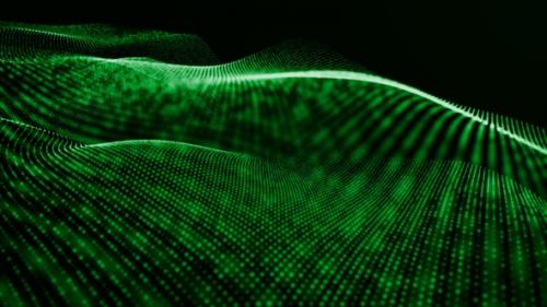 Videohive - Particles Wave Flow Background Green - 42018669 - 42018669