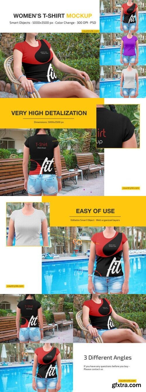 Creativemarket - Women\'s Slim-Fit T-Shirt Mockup Set 10951544