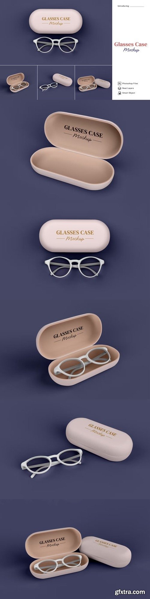 Realistic Glasses Case Mockup 5 Views