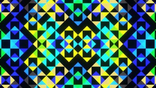 Videohive - 4k looped abstract background of multicolored mosaics of shimmering rhombuses. - 42019008 - 42019008