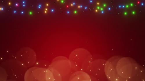 Videohive - Beautiful light bulb string with bokeh on red background. - 42040630 - 42040630