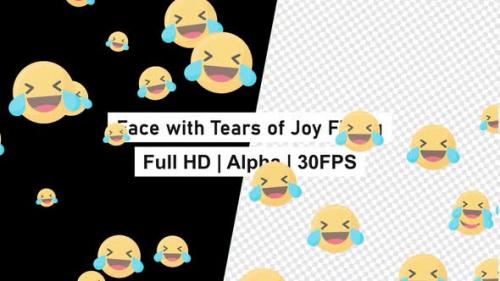 Videohive - Happy Face With Tears Of Joy Emoji Flying with Alpha - 42046192 - 42046192