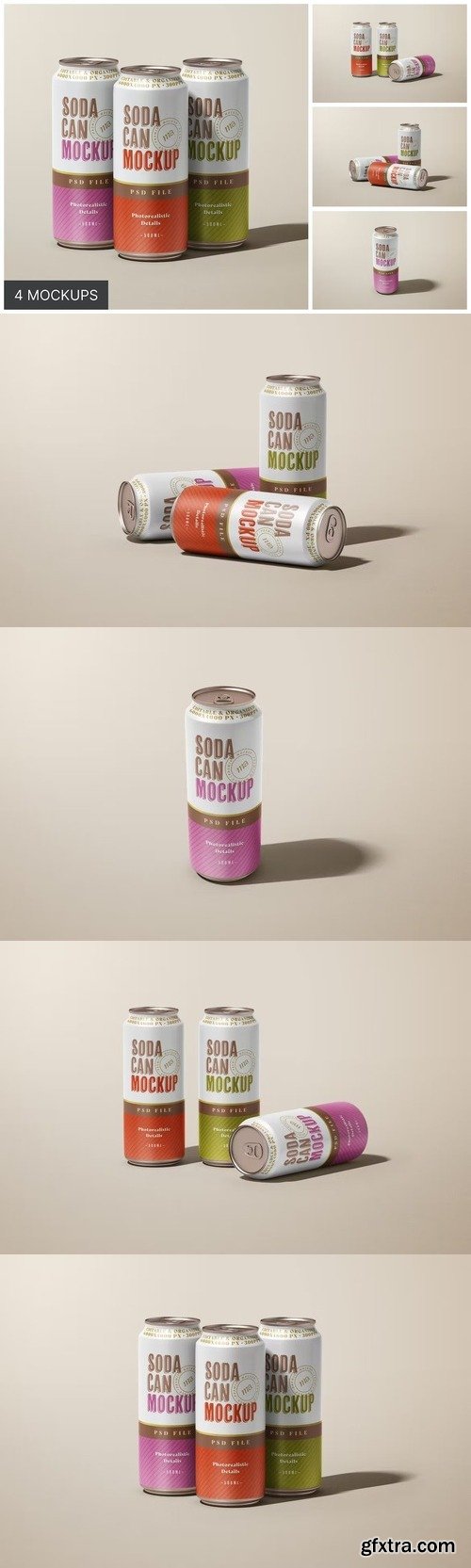 Soda can mockup set