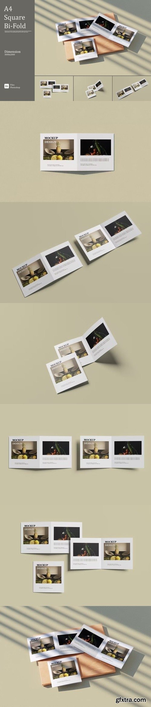 Square bi-fold brochure mockup