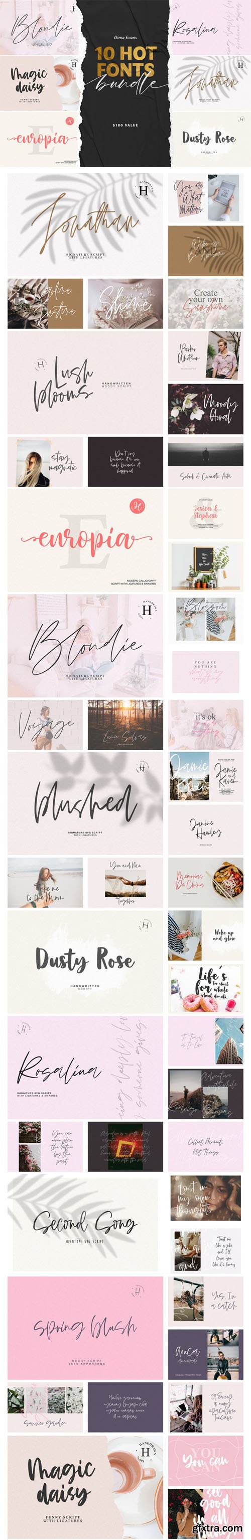 Hot Fonts Bundle - 10 Handwritten Fonts