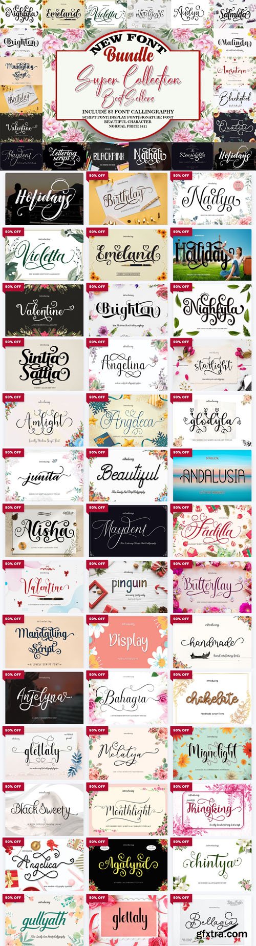 Super Collection - New Bundle Best Seller - 82 Premium Fonts Worth $411