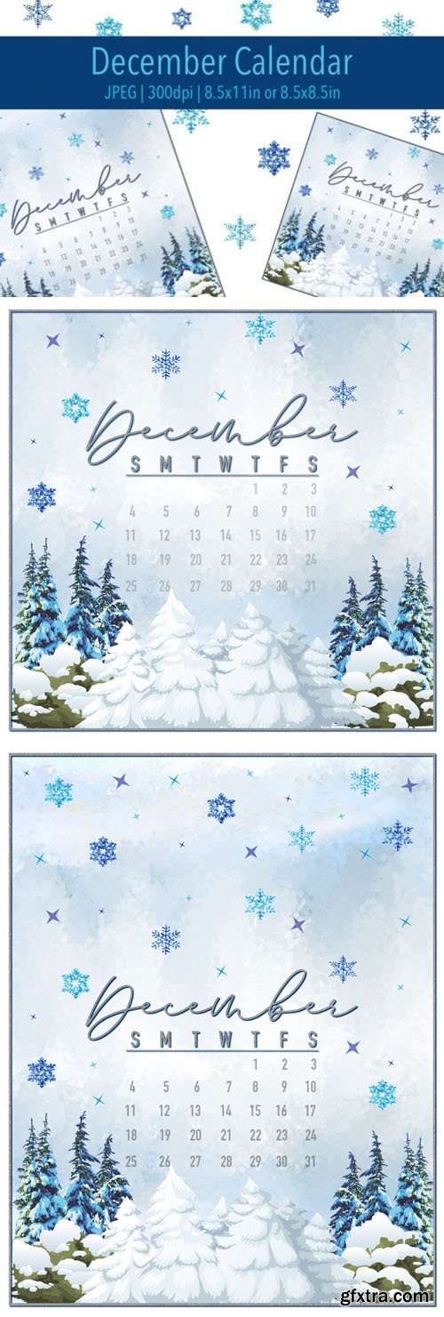 December 2022 Winter Calendar Template