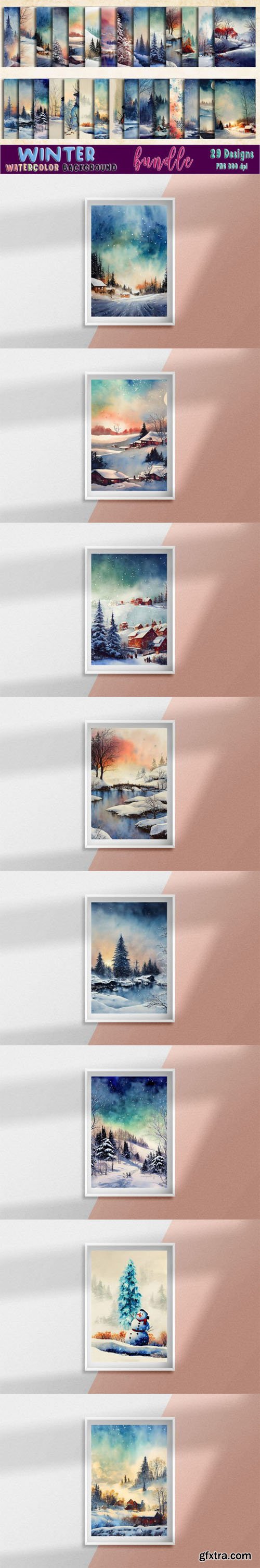 Watercolor Winter Bundle - 30 Backgrounds