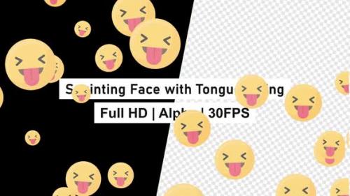 Videohive - Happy Funny Squinting Face With Tongue Emoji Flying with Alpha - 42098433 - 42098433