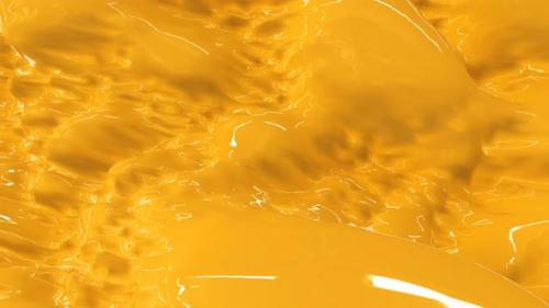 Videohive - Yellow bright beautiful flowing water, yellow colored liquid like melted cheese or orange juice. Abs - 42145437 - 42145437