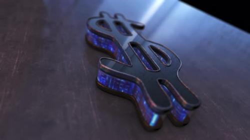 Videohive - 3D Rendering of a Glowing Blue Purple Neon Dollar Sign Object on a Realistic Plane - 42146387 - 42146387