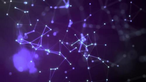 Videohive - Futuristic abstract purple glowing plexus dots with glowing magical energy lines on a black backgrou - 42146414 - 42146414