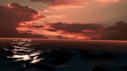 Videohive - 3D Animation of a Sunset Landscape on the Background of the Ocean - 42146515 - 42146515