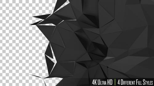 Videohive - 4K 3D Triangle Polygons Fill Screen Transition on a Dark Background - 42146698 - 42146698