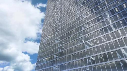 Videohive - Business Skyscraper Exterior Against Loopable Time Lapse Skyline with Sunlight - 42162028 - 42162028