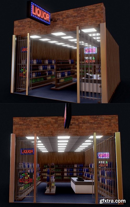 Low Poly Liquor Store Interior 3D Model